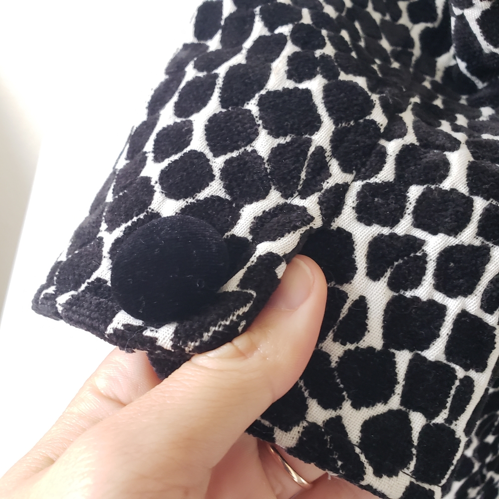 3 Sisters Black and White Cheetah Print Pea Coat with Red Lining - Picture 6 of 12